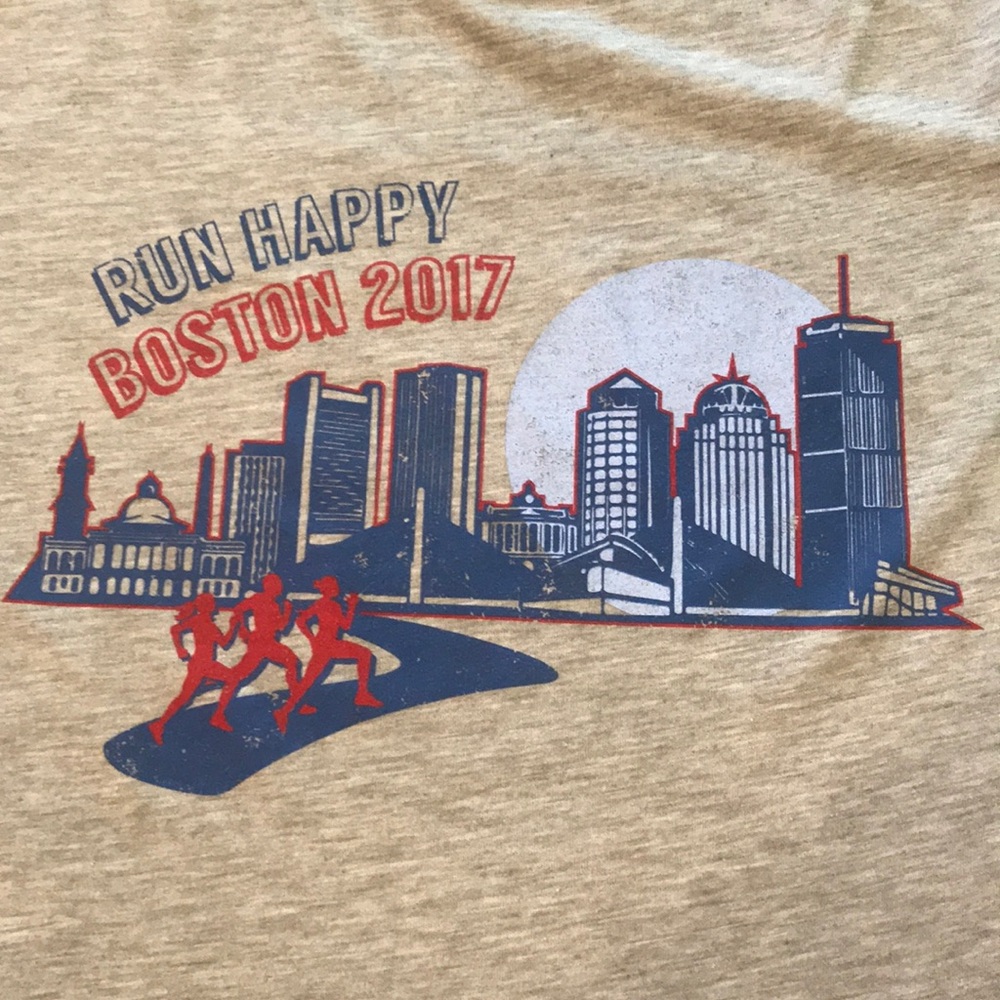Brooks Run Happy Boston 2017 t shirt.